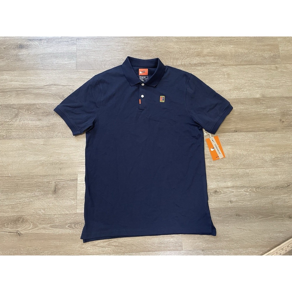 Nike Tennis The Nike Polo Court Heritage Logo Navy Mens Sz S Dri-Fit Golf Shirt